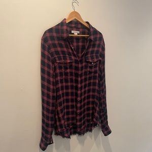 Frame distressed bottom button shirt.